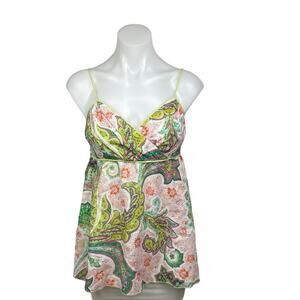 ABS Allen Schwartz Green and Pink Paisley Camisole